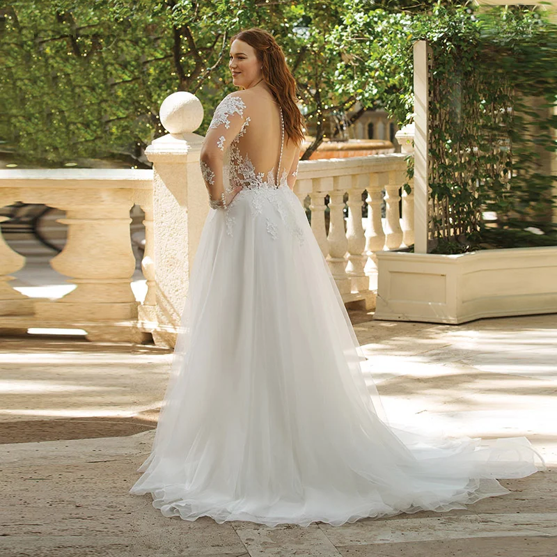 Vintage Long Sleeves A Line Tulle Plus Size Wedding Dress 2021 Lace Appliques Bridal Gown Back Button Robe De Mariage
Vintage Long Sleeves A Line Tulle Plus Size Wedding Dress 2021 Lace Appliques Bridal Gown Back Button Robe De Mariage