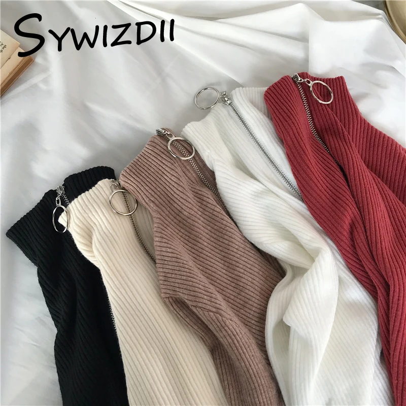 SYWIZDII 2021 Knitted Turtleneck Women Zipper Sweater White Fall Korean Fashion Basic Pullovers Slim Fit Pull Long Sleeve Top
SYWIZDII 2021 Knitted Turtleneck Women Zipper Sweater White Fall Korean Fashion Basic Pullovers Slim Fit Pull Long Sleeve Top