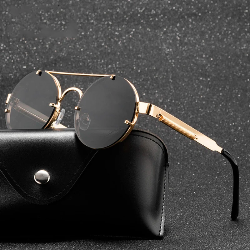 Round Steampunk Sunglasses Brand Design Men Women Metal Punk Sun glasses Vintage Sunglass UV400 Shades Eyewear Gafas de Sol
Round Steampunk Sunglasses Brand Design Men Women Metal Punk Sun glasses Vintage Sunglass UV400 Shades Eyewear Gafas de Sol