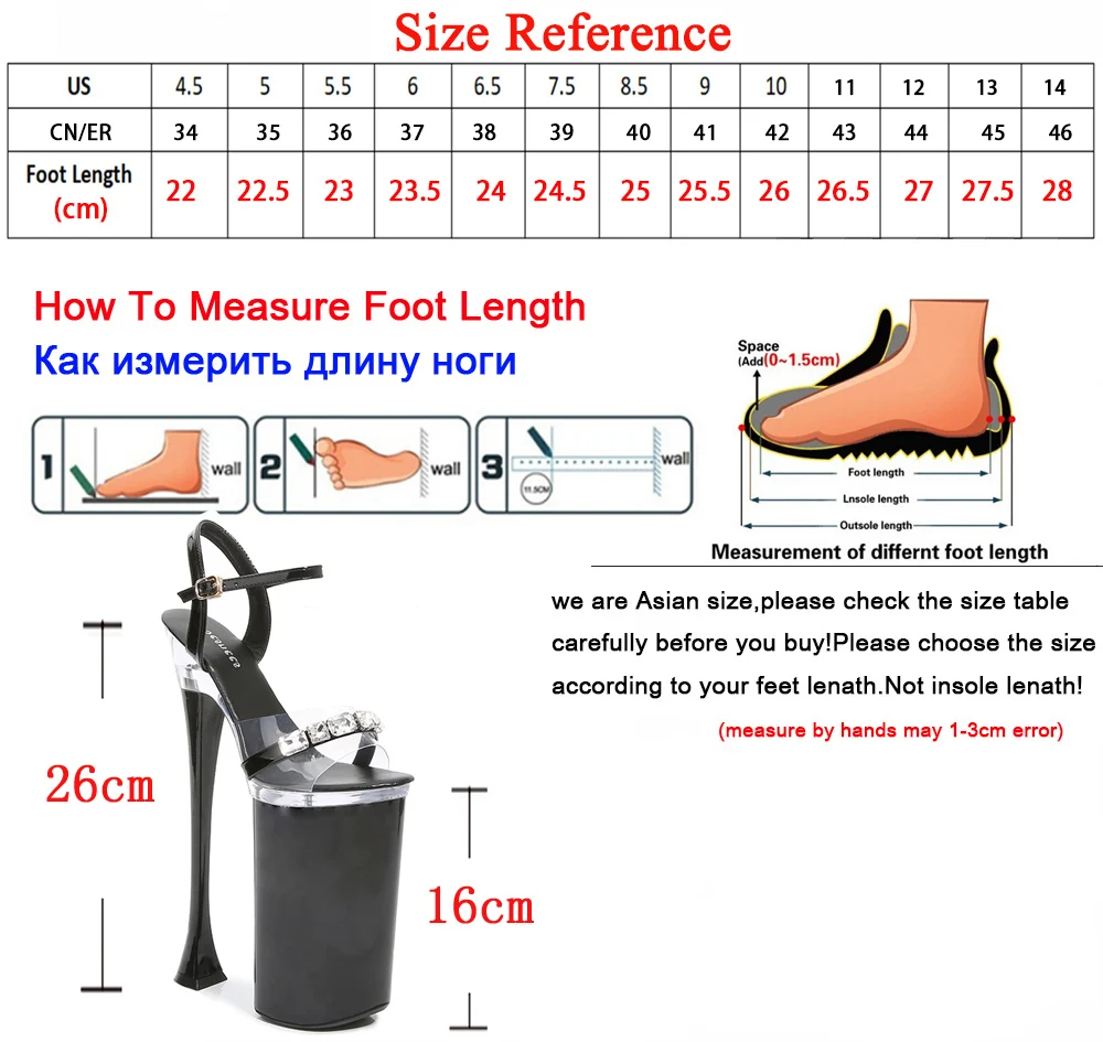 26CM Super High Sandals Platform Shoes Diamond PVC Nightclubs Fun Female Shoes Peep Toe Spike High Heels Ladies Sandals Summer
26CM Super High Sandals Platform Shoes Diamond PVC Nightclubs Fun Female Shoes Peep Toe Spike High Heels Ladies Sandals Summer