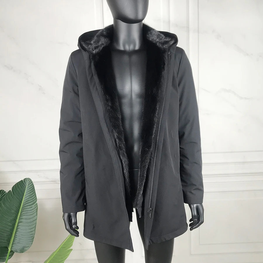 Fur Coat Men Parka Hooded Fur Jacket Winter Warm Thick Natural Mink Fur Liner Classic Business Black Overcoat Plus Size Custom 
Fur Coat Men Parka Hooded Fur Jacket Winter Warm Thick Natural Mink Fur Liner Classic Business Black Overcoat Plus Size Custom