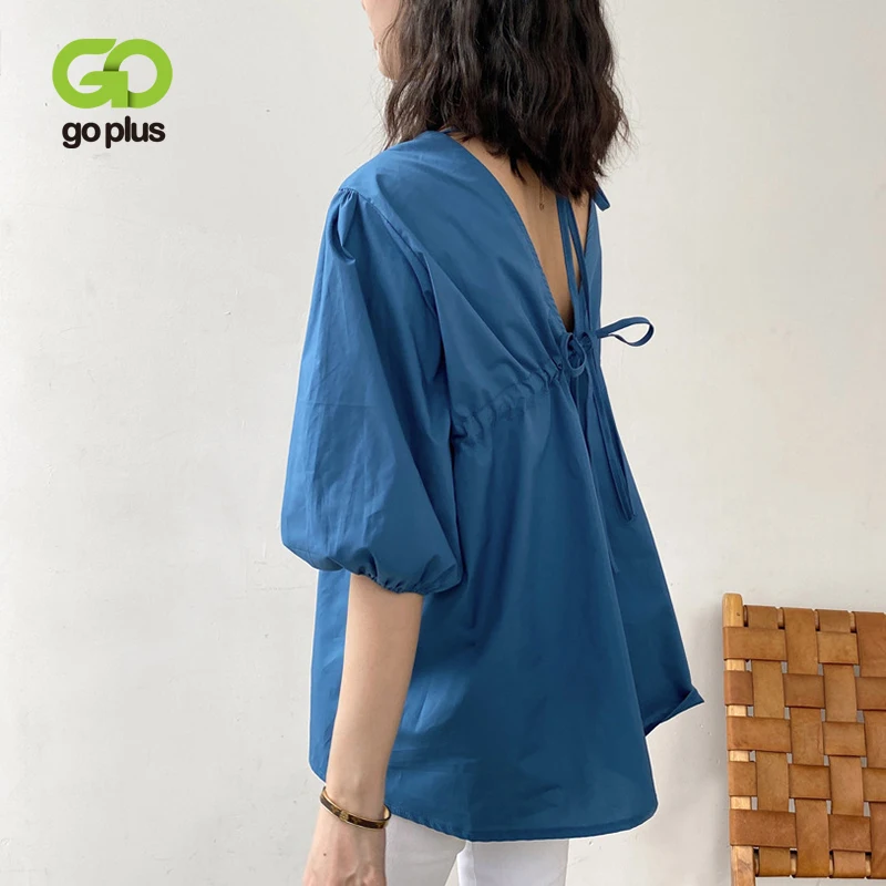 GOPLUS Blouses Backless Tops Korean Fashion Summer White Tee Shirt Women Puff Sleeve Shirts Chemise Femme Hemd Damen C11562
GOPLUS Blouses Backless Tops Korean Fashion Summer White Tee Shirt Women Puff Sleeve Shirts Chemise Femme Hemd Damen C11562