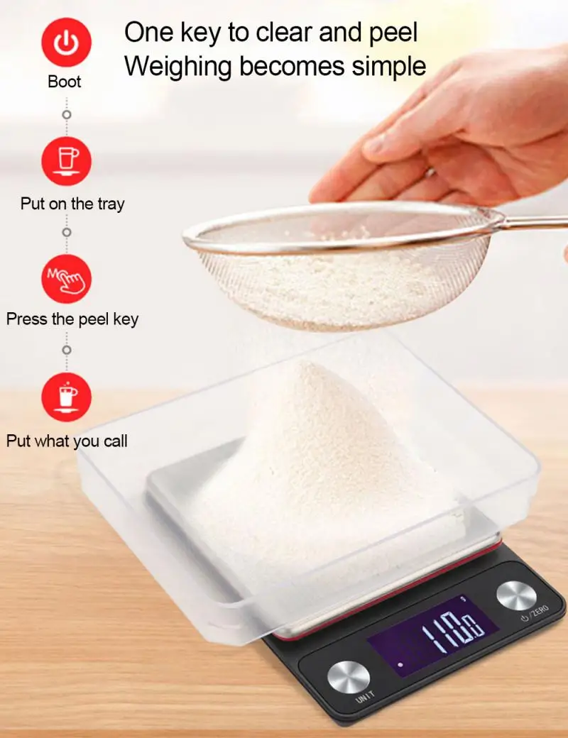 3/5/10kg/0.1g Battery Stainless Steel Digital Electronic Food Scale Professional Weight Balance Measuring Kitchen Baking Tool
3/5/10kg/0.1g Battery Stainless Steel Digital Electronic Food Scale Professional Weight Balance Measuring Kitchen Baking Tool
