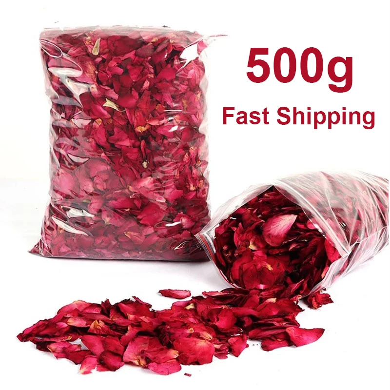 

500g/Pack 100% Natural Rose Petals Dry Flowers Romantic Bath Staff Foot Massage Spa Whitening Shower Aromatherapy Bathing Supply