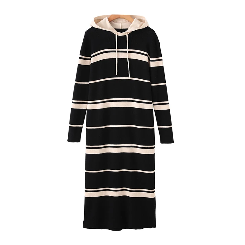 PERHAPS U Hooded Kniited Long Sleeve Knitted Midi Dress Autumn Winter Elegant Winter Autumn Striped D1396
PERHAPS U Hooded Kniited Long Sleeve Knitted Midi Dress Autumn Winter Elegant Winter Autumn Striped D1396
