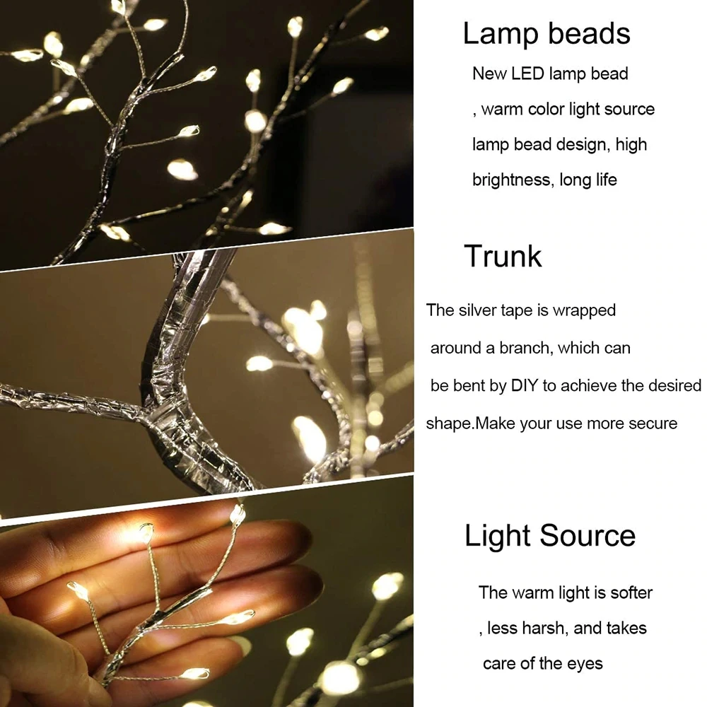 LED Tabletop Bonsai Tree Light Touch Switch DIY Artificial Light Tree Lamp Decoration Festival Holiday Battery/USB Operated D30
LED Tabletop Bonsai Tree Light Touch Switch DIY Artificial Light Tree Lamp Decoration Festival Holiday Battery/USB Operated D30