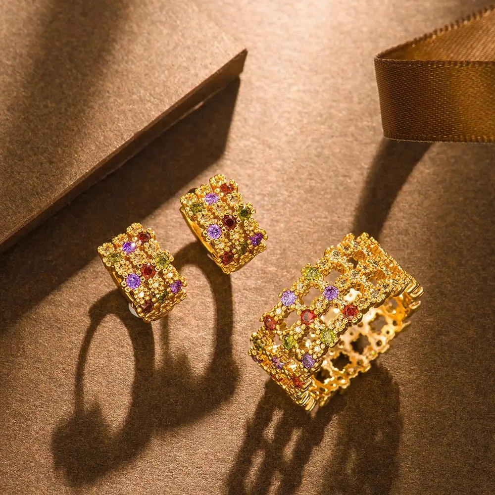 Viennois Fashion Jewelry Set for Women Colorful Rhinestone Ring and Earrings Jewelry Set Zirconia Jewelry Set Fashion Jewelry
Viennois Fashion Jewelry Set for Women Colorful Rhinestone Ring and Earrings Jewelry Set Zirconia Jewelry Set Fashion Jewelry