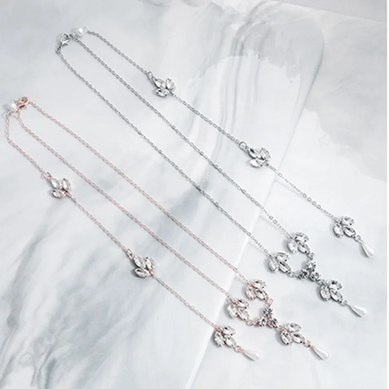 New Rhinestone Back Necklace Imitation Pearls for Wedding Backless Dress Bride Bridesmaid VN 68 | Украшения и аксессуары