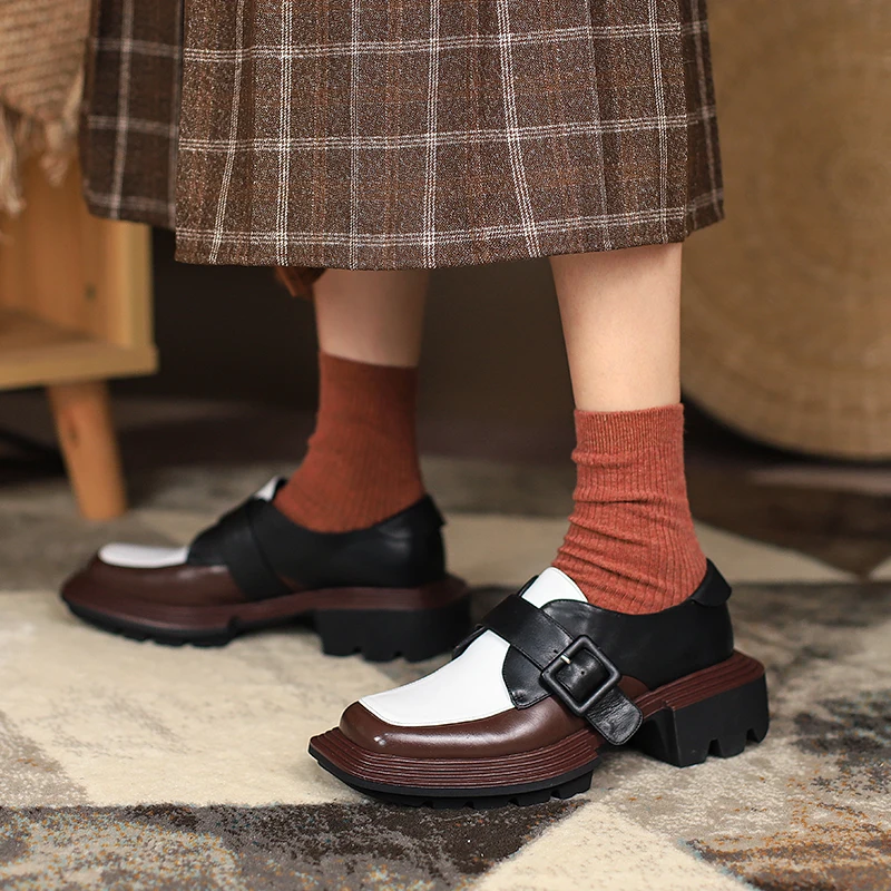 New Genuine Leather Mixed Colors Women's Shoes Fashion Spring/Autumn Belt Buckle Platform Shoes Handmade Shoes Woman Size 34-40 
New Genuine Leather Mixed Colors Women's Shoes Fashion Spring/Autumn Belt Buckle Platform Shoes Handmade Shoes Woman Size 34-40