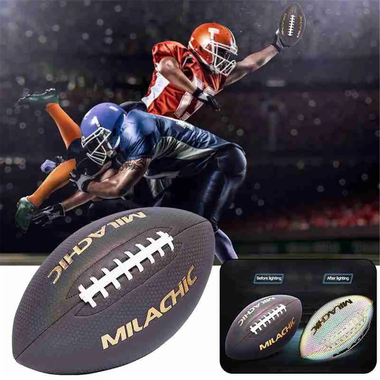 Reflective Rugby Luminous Wear-resistant Night Glowing Training Ball PU American Standard Game Training Ball
Reflective Rugby Luminous Wear-resistant Night Glowing Training Ball PU American Standard Game Training Ball