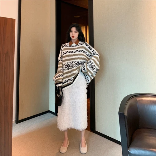 Women Knitted Sweater Snowflake Christmas Element Geometric Chic Thick Pullover Loose Sweater Female Mujer Ru342
Women Knitted Sweater Snowflake Christmas Element Geometric Chic Thick Pullover Loose Sweater Female Mujer Ru342