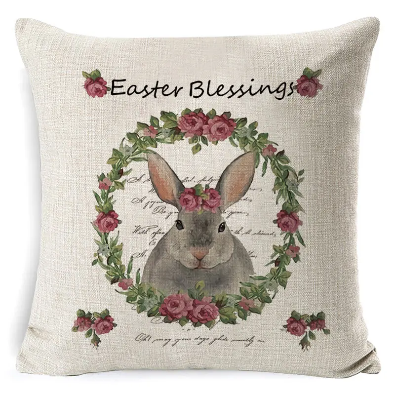 Linen Material 45X45cm Easter Bunny Wreath Pillow Bless Our Nest Happy Easter Pillowcase EA01 
Linen Material 45X45cm Easter Bunny Wreath Pillow Bless Our Nest Happy Easter Pillowcase EA01