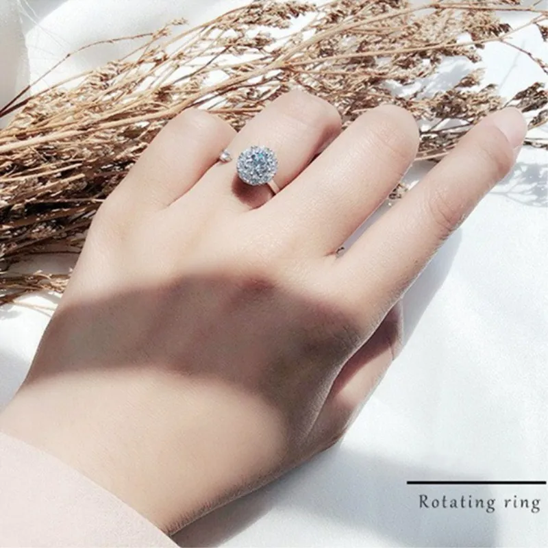 100% S925 Silver Rotating Net red style Rings For Women Adjustable Cubic Zirocnia Round Stone Trendy Jewelry Wedding Ring
100% S925 Silver Rotating Net red style Rings For Women Adjustable Cubic Zirocnia Round Stone Trendy Jewelry Wedding Ring