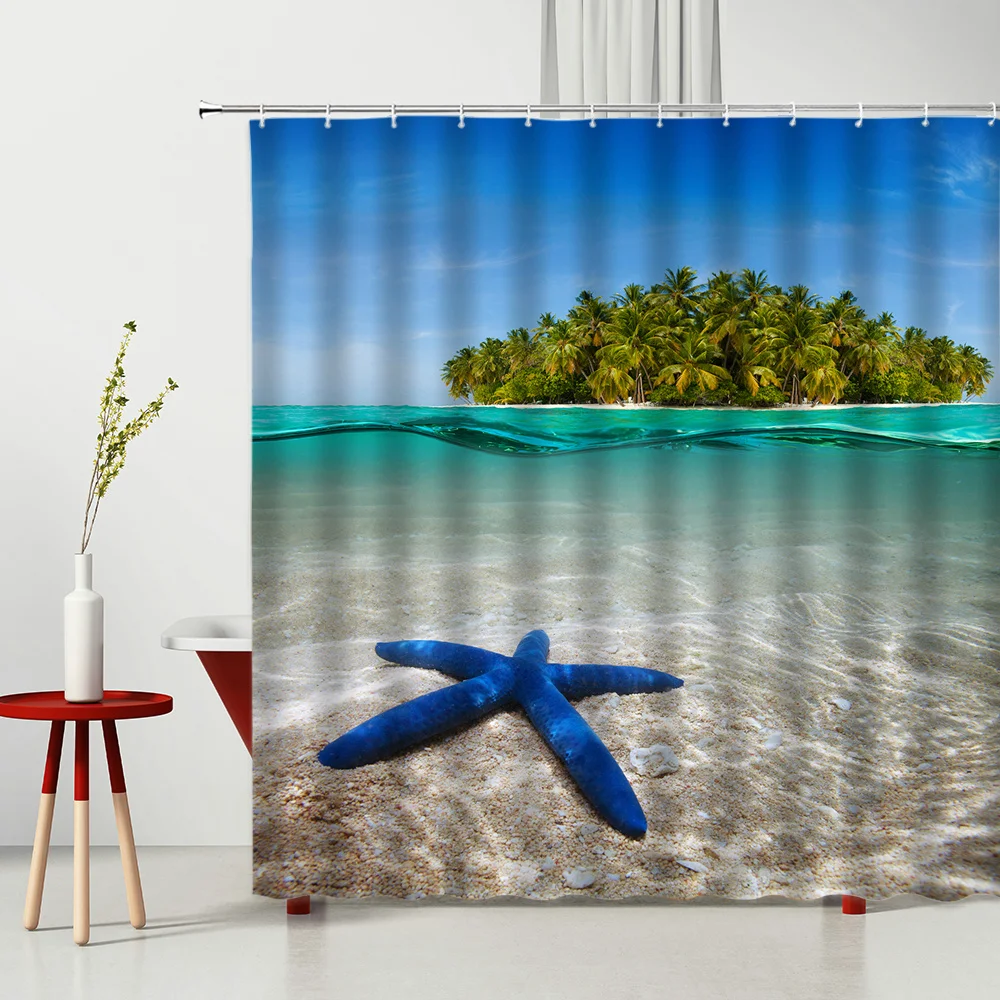 Seaside Shower Curtain Sunlight Beach Curtain Starfish Shell Anchor Household Products Bathtub Decor Polyester Fabric With Hooks
Seaside Shower Curtain Sunlight Beach Curtain Starfish Shell Anchor Household Products Bathtub Decor Polyester Fabric With Hooks