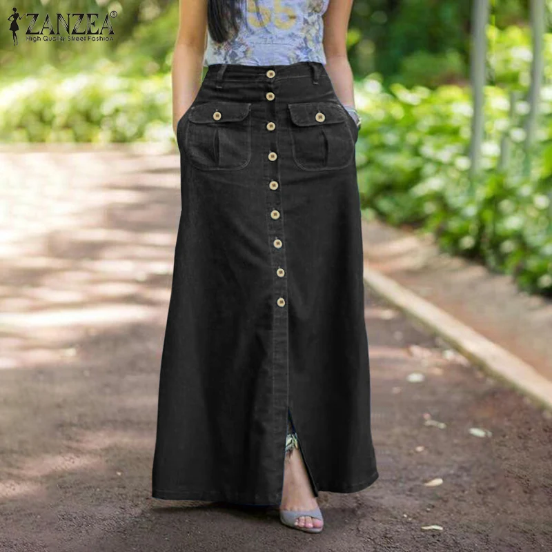 Womens Casual A Line Skirt Denim Blue Skirts ZANZEA 2022 Fashion Long Mujer Faldas Female Streetwear Button Bottom
Womens Casual A Line Skirt Denim Blue Skirts ZANZEA 2022 Fashion Long Mujer Faldas Female Streetwear Button Bottom