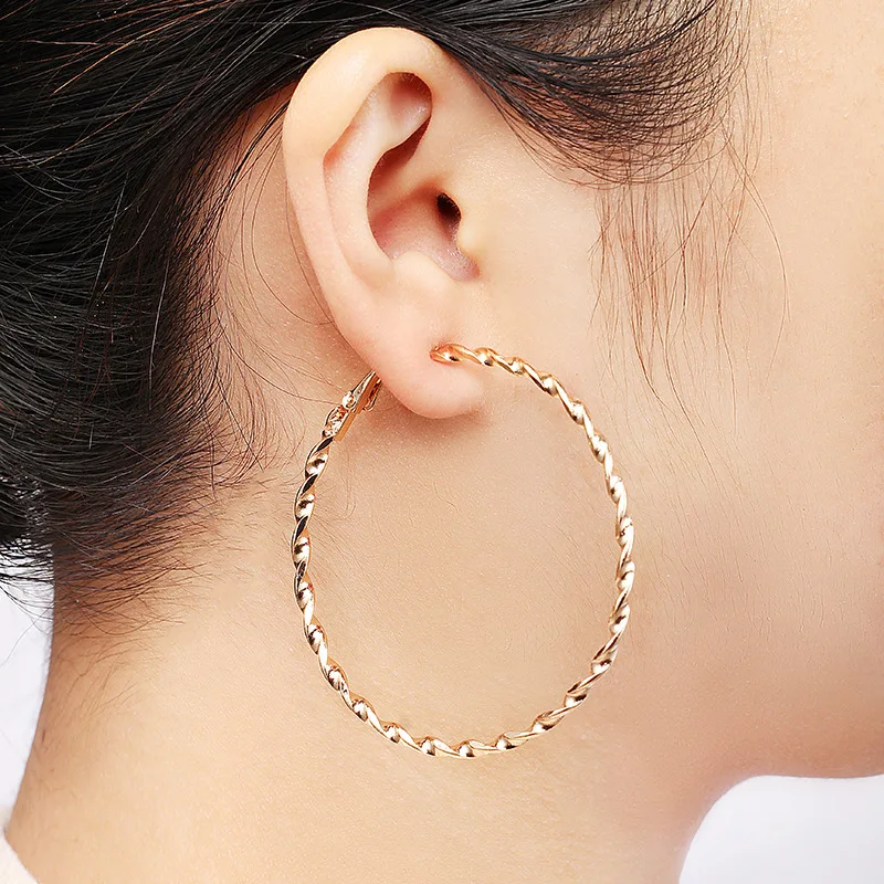 Женские Простые круглые серьги кольца из металлического сплава дизайнерские