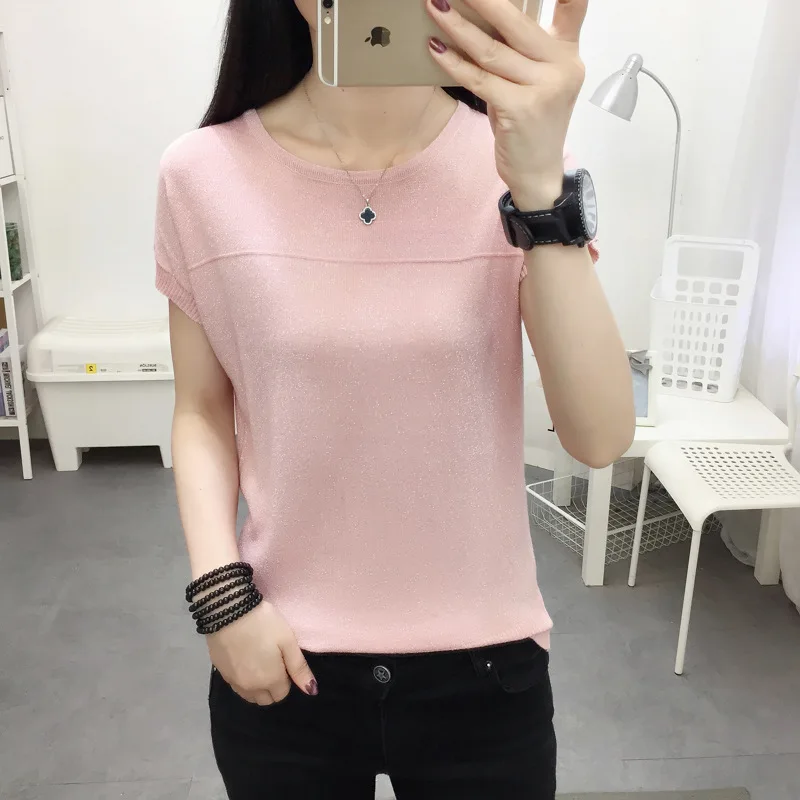Women Summer Pink Thin Knitted Pullover Korean Style Solid Chic Ice Silk Sweater Tops Ladies Loose Bottom Shirt Pull Femme
Women Summer Pink Thin Knitted Pullover Korean Style Solid Chic Ice Silk Sweater Tops Ladies Loose Bottom Shirt Pull Femme