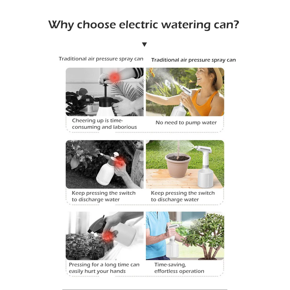 Plant Electric Spray Bottle USB Rechargeable Electric Shower Flower Plant Watering Tool Sprinkling Pot Garden Accessories
Plant Electric Spray Bottle USB Rechargeable Electric Shower Flower Plant Watering Tool Sprinkling Pot Garden Accessories