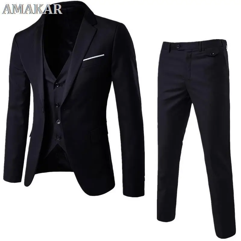 Pieces Business Blazer +Vest +Pants Suit Sets Men Autumn Fashion Solid Slim Wedding Set Vintage Classic Blazers Male
Pieces Business Blazer +Vest +Pants Suit Sets Men Autumn Fashion Solid Slim Wedding Set Vintage Classic Blazers Male