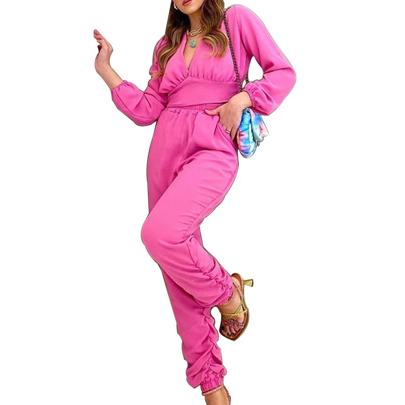 Autumn and Winter Solid Color Long Sleeve Top Casual Pants Two Piece Set Women Shorts Set Women Spring 2021 Women Fashion
Autumn and Winter Solid Color Long Sleeve Top Casual Pants Two Piece Set Women Shorts Set Women Spring 2021 Women Fashion