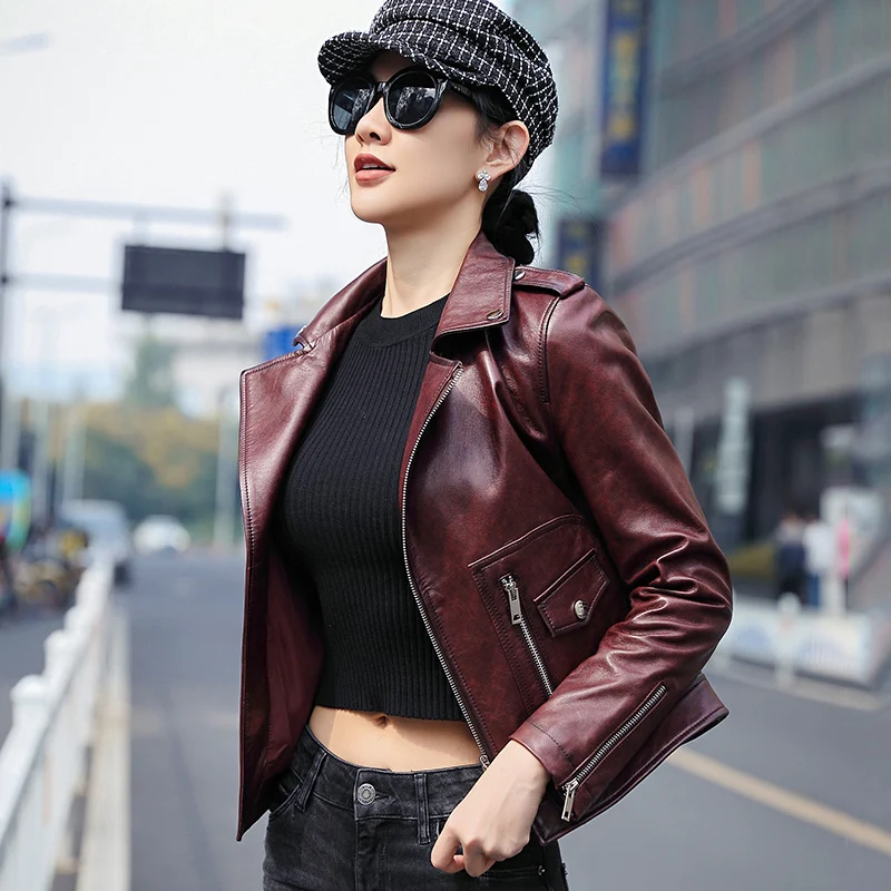 2020 Vintage Jacket Women Spring Autumn Genuine Leather Sheepskin Korean Short Slim Jackets Chaqueta Mujer OT2262 YY725 
2020 Vintage Jacket Women Spring Autumn Genuine Leather Sheepskin Korean Short Slim Jackets Chaqueta Mujer OT2262 YY725