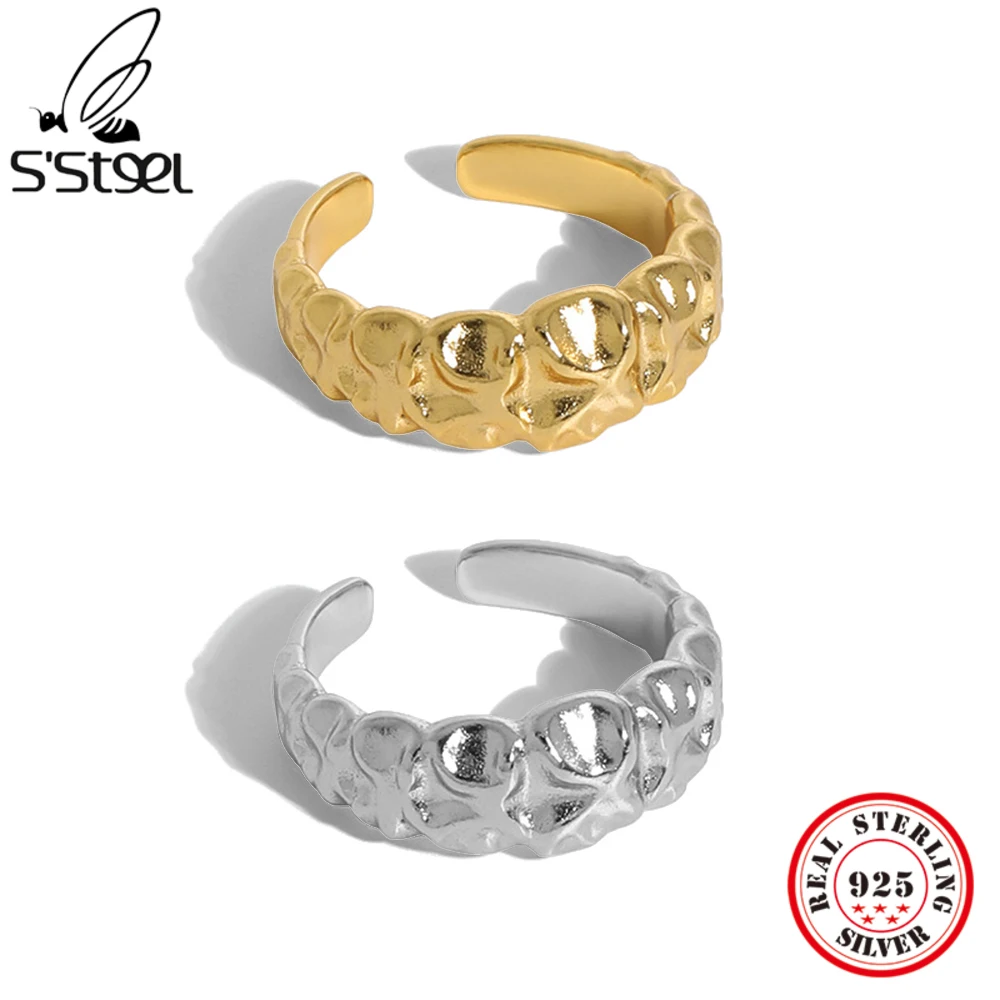 S'STEEL Sterling Silver 925 Simple Design Irregular Concave Convex Surface Opening Ring For Rings Women Aesthetic Fine Jewelry
S'STEEL Sterling Silver 925 Simple Design Irregular Concave Convex Surface Opening Ring For Rings Women Aesthetic Fine Jewelry