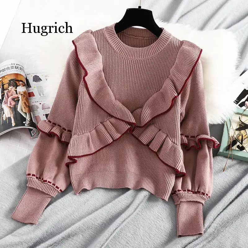 Autumn Winter Women's Korean Style The Ruffle Stitching Pullover Sweater New Lantern Sleeve Knitted Bottoming Tops
Autumn Winter Women's Korean Style The Ruffle Stitching Pullover Sweater New Lantern Sleeve Knitted Bottoming Tops