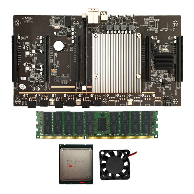 X79 H61 BTC Miner Motherboard LGA 2011 5XPCI-E 60mm Pitch Support 3060 Graphics Card with E5-2620 CPU+ 8G DDR3 RAM+Fan
X79 H61 BTC Miner Motherboard LGA 2011 5XPCI-E 60mm Pitch Support 3060 Graphics Card with E5-2620 CPU+ 8G DDR3 RAM+Fan