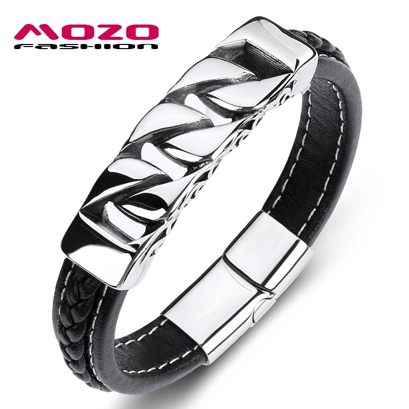 New Fashion Charm Men Bracelets Black Leather Hollow Stainless Steel Magnet Buckle Bangles High Quality Jewelry
New Fashion Charm Men Bracelets Black Leather Hollow Stainless Steel Magnet Buckle Bangles High Quality Jewelry