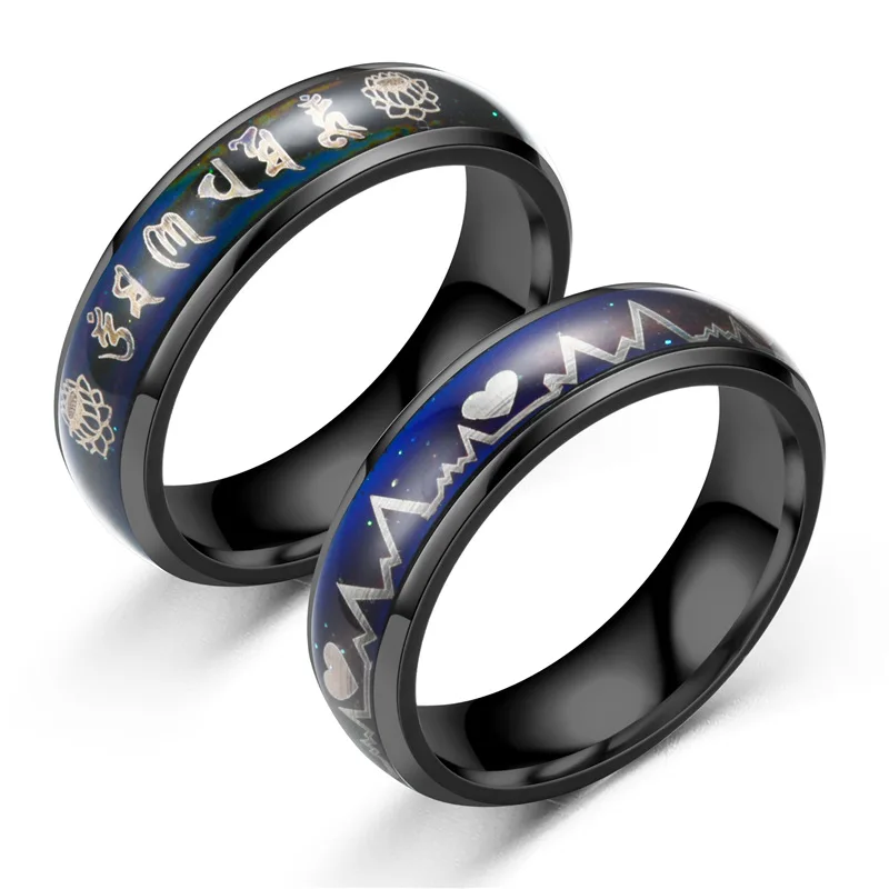 Temperature Change Color Ring Stainless Steel Heartbeat Six-character Mantra Rings for Couple Women Men Jewelry Dropshipping
Temperature Change Color Ring Stainless Steel Heartbeat Six-character Mantra Rings for Couple Women Men Jewelry Dropshipping