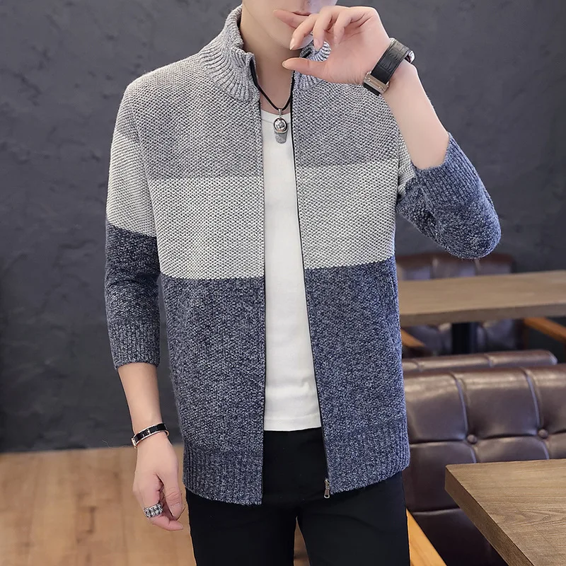 Fall/Winter 2021 Men's Long Sleeve Stand Collar Color Block Cardigan Sweater Trendy Youth Striped Slim Knit
Fall/Winter 2021 Men's Long Sleeve Stand Collar Color Block Cardigan Sweater Trendy Youth Striped Slim Knit