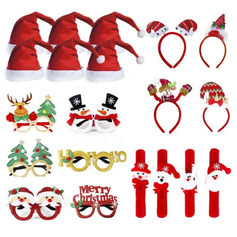 

Christmas Decorations Creative Cute Christmas Hats Headwear Glasses Frame Set A Variety Of Styles Combination Sets Are Available