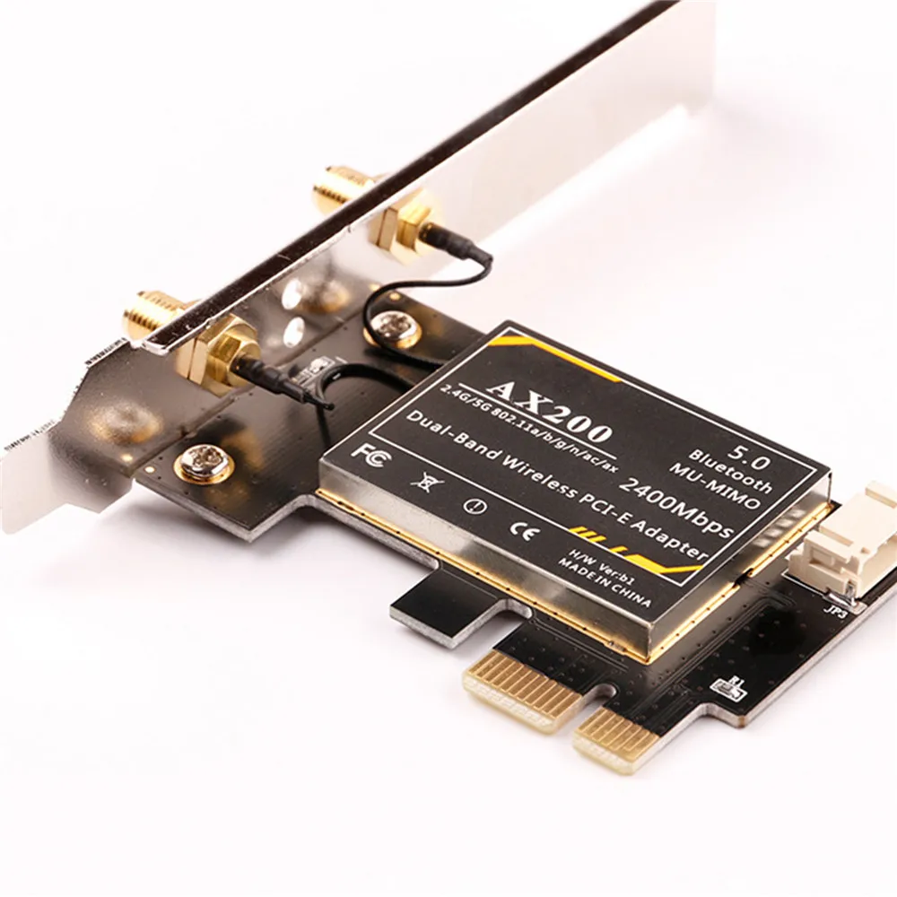 9260AC/ AX200 Wireless Network Card Built-in PCI-E 2.4GHz/ 5GHz Dual-Band Adapter Bluetooth 5.0 Network Card for Desktop
9260AC/ AX200 Wireless Network Card Built-in PCI-E 2.4GHz/ 5GHz Dual-Band Adapter Bluetooth 5.0 Network Card for Desktop
