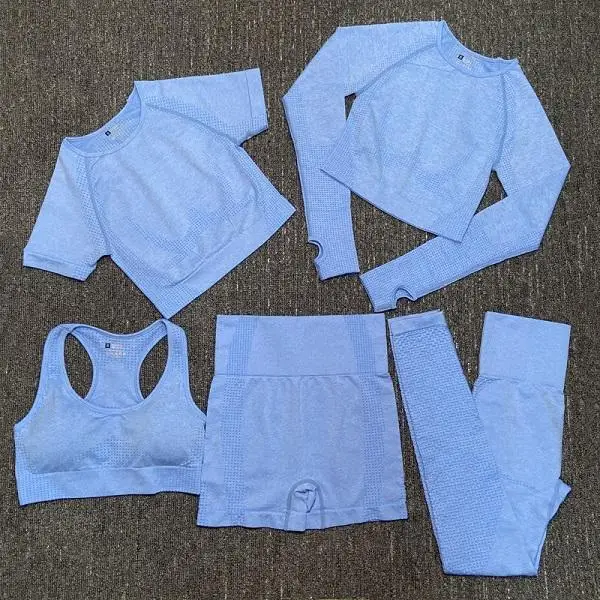 

Tracksuits Fashion Designer Womens Cotton Yoga Suit Gymshark Sportwear Fitness Sports five Piece set 5PCS bra Leggings outfits