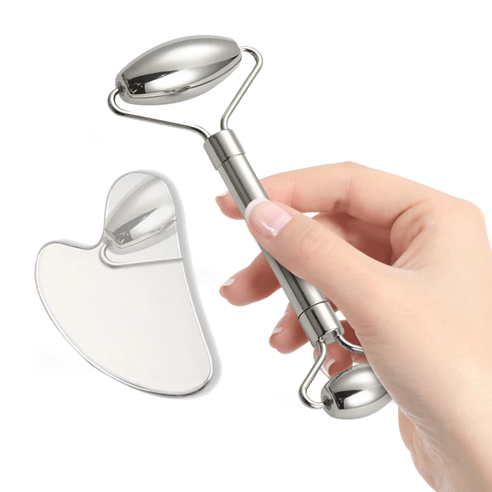 2pcs Face Massagers For Face Body Gua Sha Scraper Beauty Facial Roller Set stainless steel Massage Slimming Skin Care Lift tool
2pcs Face Massagers For Face Body Gua Sha Scraper Beauty Facial Roller Set stainless steel Massage Slimming Skin Care Lift tool