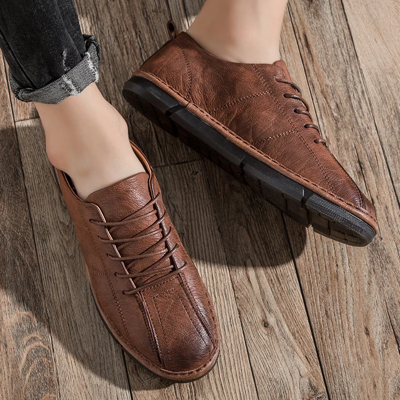 Leather Men Shoes lace up breathable Youth Fashion Men Shoes Anti Slip Walking Shoes Men black Comfortable Mens Flat Shoes
Leather Men Shoes lace up breathable Youth Fashion Men Shoes Anti Slip Walking Shoes Men black Comfortable Mens Flat Shoes
