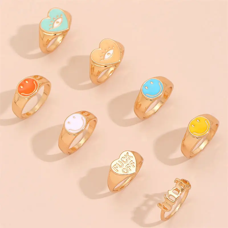 Fashion Drop Oil Smiley Face Ring Women Korean Gold Candy Color Happy Face Adjustable Finger Rings For Women Jewelry Gift 2021
Fashion Drop Oil Smiley Face Ring Women Korean Gold Candy Color Happy Face Adjustable Finger Rings For Women Jewelry Gift 2021