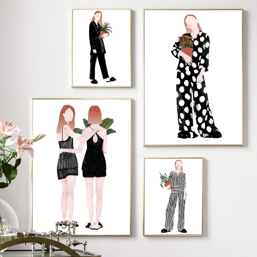 Картина на холсте в скандинавском стиле, модные настенные постеры с цветами для девочек, сестер, без рамки, украшение для гостиной 
Картина на холсте в скандинавском стиле, модные настенные постеры с цветами для девочек, сестер, без рамки, украшение для гостиной