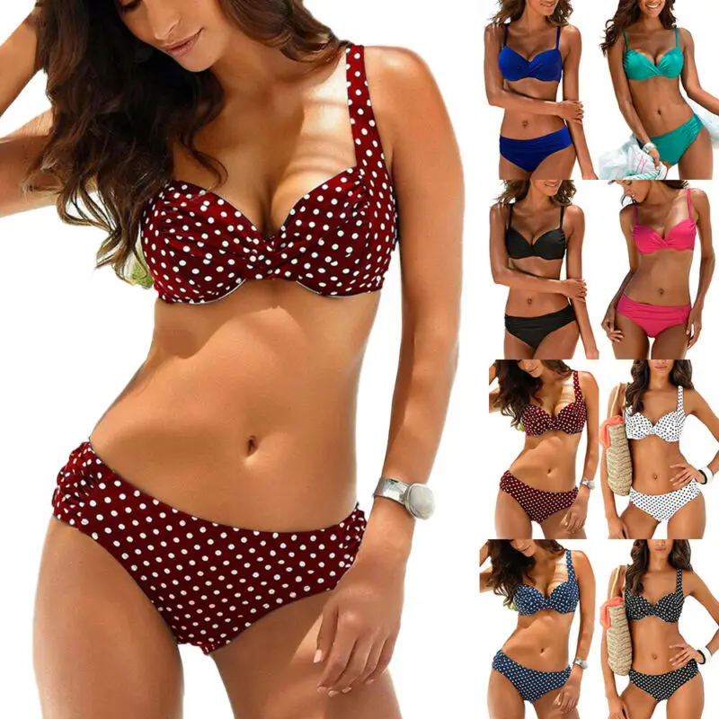 Women Swimming Suit Sexy Swimwear Vintage Padded Push Up Bra Bikini Set Swimsuit Dot Printed Beach Costume Woman Bikinis
Women Swimming Suit Sexy Swimwear Vintage Padded Push Up Bra Bikini Set Swimsuit Dot Printed Beach Costume Woman Bikinis