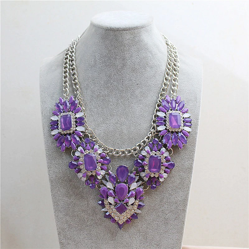 Purple Rhinestones Flower Necklaces Women Fashion Crystal Ethnic Jewelry Charm Chain Choker Statement Bib Collar Necklace Party
Purple Rhinestones Flower Necklaces Women Fashion Crystal Ethnic Jewelry Charm Chain Choker Statement Bib Collar Necklace Party