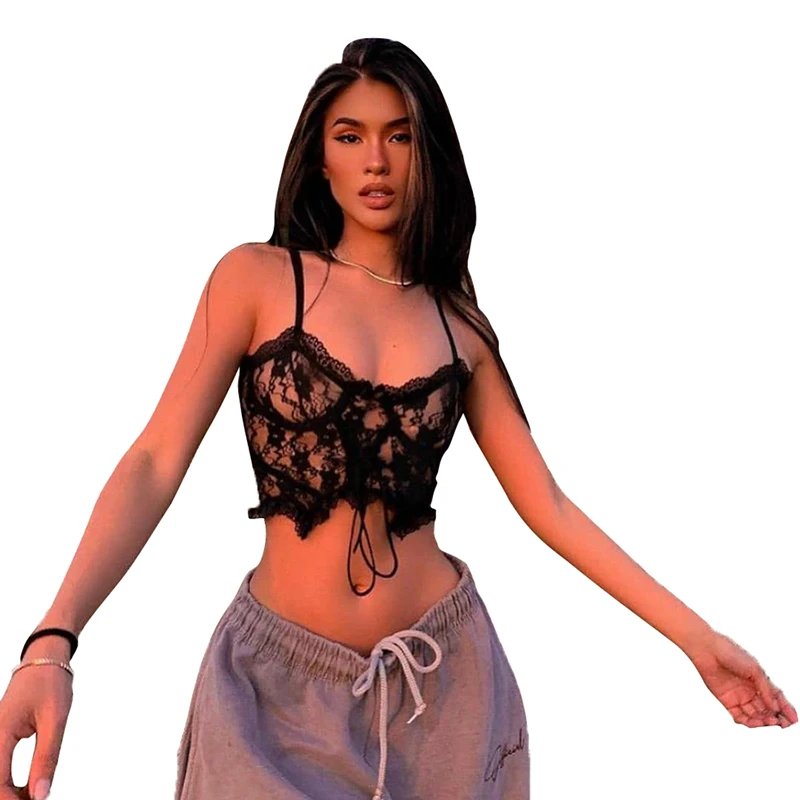 European and American wind 2021 spring new women's sexy lace slim sling belt joker hollow-out bandage small vest woman crop top
European and American wind 2021 spring new women's sexy lace slim sling belt joker hollow-out bandage small vest woman crop top