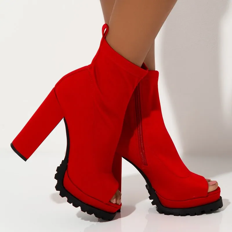 Women Fashion Peep Toe Pu Leather Block Heel Short Boots Mixed Color High Heel Ankle Booties Spring Autumn Shoes Woman Zipper
Women Fashion Peep Toe Pu Leather Block Heel Short Boots Mixed Color High Heel Ankle Booties Spring Autumn Shoes Woman Zipper