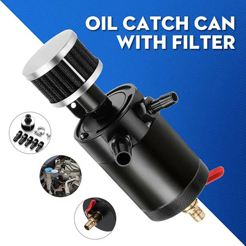 Universal Racing Baffled Aluminum 2-Port Oil Catch Can Tank With Drain Valve Breather Filter Air Oil Separator
Universal Racing Baffled Aluminum 2-Port Oil Catch Can Tank With Drain Valve Breather Filter Air Oil Separator