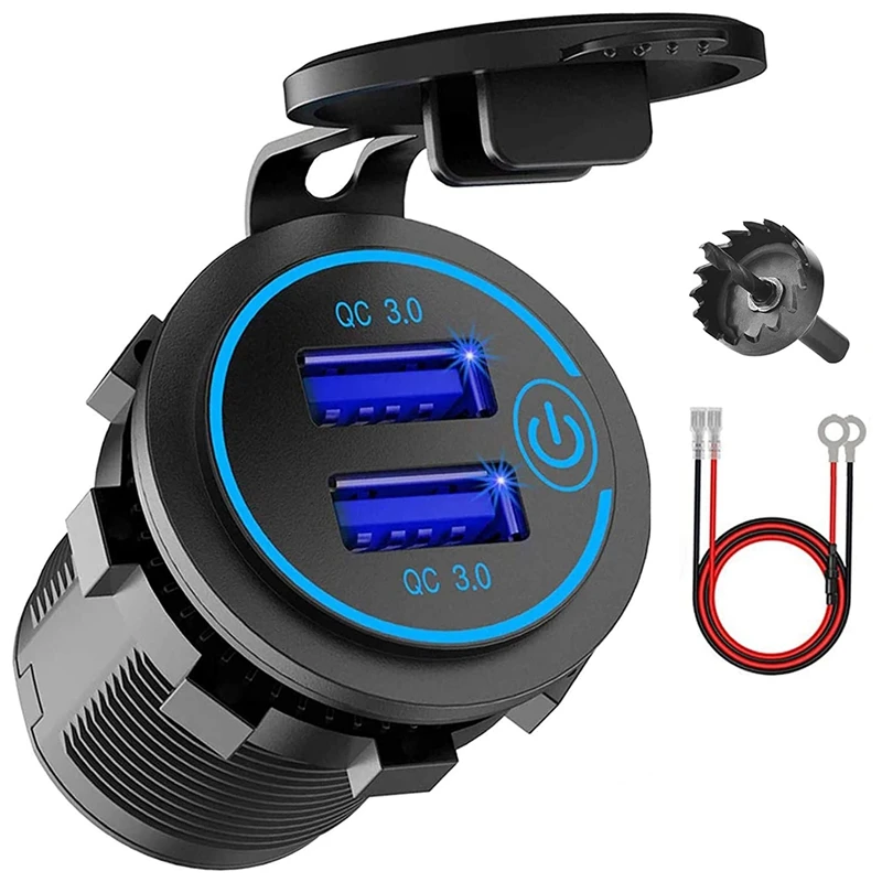 12V USB Outlet, Dual QC 3.0 USB Car Charger with Switch, 36W USB Waterproof Power Outlet Charger(with 1.1Inch Puncher)
12V USB Outlet, Dual QC 3.0 USB Car Charger with Switch, 36W USB Waterproof Power Outlet Charger(with 1.1Inch Puncher)