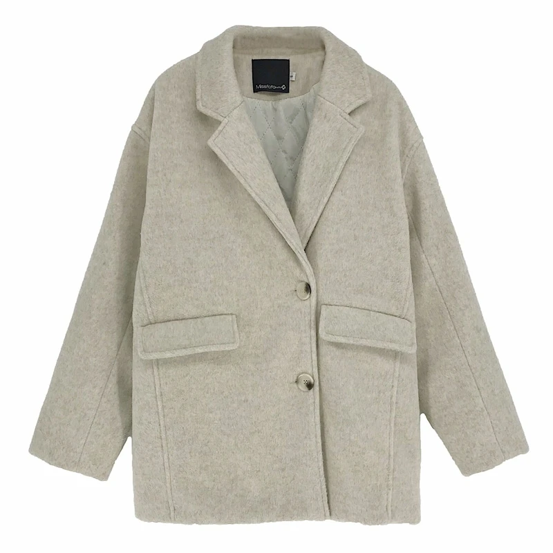 2020 Autumn and Winter Solid Woolen Coat Full Office Lady Turn Down Collar Loose Jacket Women
2020 Autumn and Winter Solid Woolen Coat Full Office Lady Turn Down Collar Loose Jacket Women