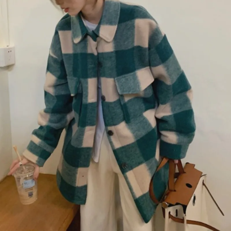 Contrast Checkerboard Tweed Coat Women's Mid Autumn and Winter Long Design Loose Casual Top
Contrast Checkerboard Tweed Coat Women's Mid Autumn and Winter Long Design Loose Casual Top