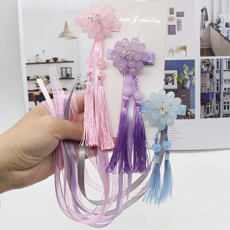 Children Antique Hair Clips Ornaments Tassels Hanfu Hairpin Long Ribbon Flower Hair Accessories for Women Girl Headdress
Children Antique Hair Clips Ornaments Tassels Hanfu Hairpin Long Ribbon Flower Hair Accessories for Women Girl Headdress