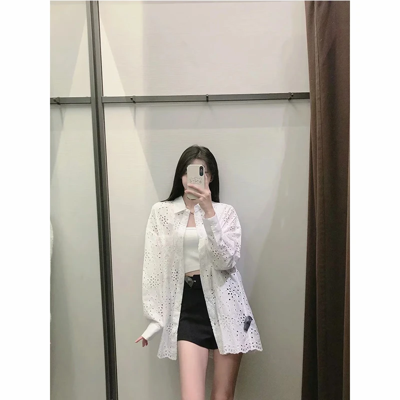 Za Blouses Women 2021 Casual Hollow Out Embroidery Oversized Long Sleeve Vintage Woman Button-up Female Shirts Tops
Za Blouses Women 2021 Casual Hollow Out Embroidery Oversized Long Sleeve Vintage Woman Button-up Female Shirts Tops