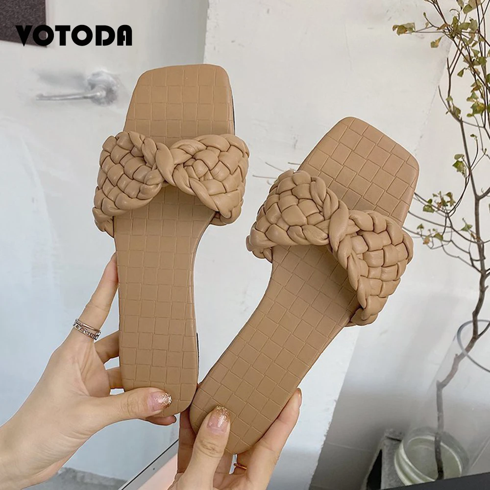 New Fashion Weave Slippers Women Square Toe Flat Casual Shoes Women's Slides 2021 Summer Flip Flops Girl Beach Sandal Big size42 
New Fashion Weave Slippers Women Square Toe Flat Casual Shoes Women's Slides 2021 Summer Flip Flops Girl Beach Sandal Big size42