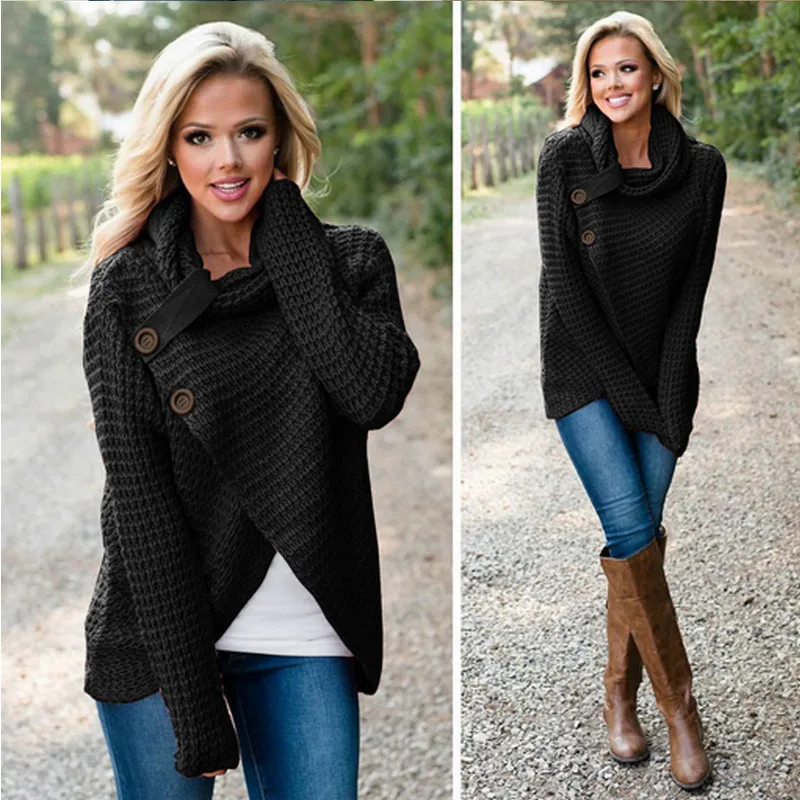 Turtleneck Knitted Jumpers women Asymmetric Sweater Casual Slim Fit Button Long Crocheted Pullovers Streetwear Female Sweater
Turtleneck Knitted Jumpers women Asymmetric Sweater Casual Slim Fit Button Long Crocheted Pullovers Streetwear Female Sweater
